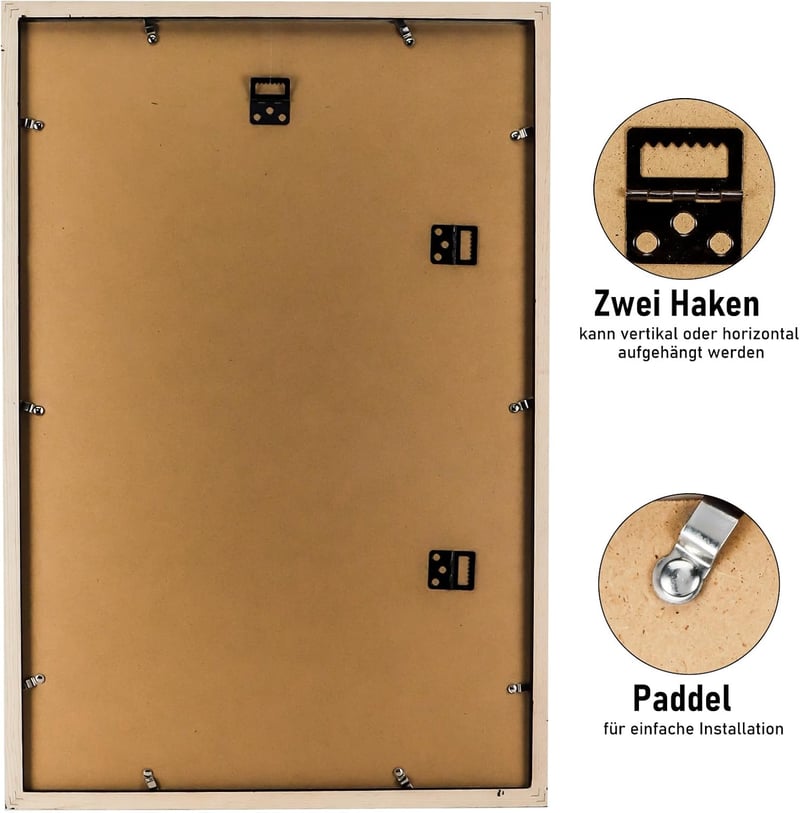 Kollyseek Képkeret 40x60 cm Fekete Fenyőfa Kerettel Paszpartúval Törésálló Akril Üveggel Fali Asztali Fotókeret Lakásdekoráció