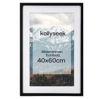Kollyseek Rám na fotku 40x60 cm Čierny rám z borovicového dreva s paspartou a nerozbitným akrylovým sklom, rám na stenu aj na stôl, dekorácia do bytu 1