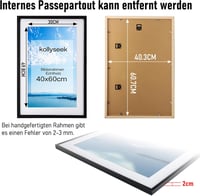 Kollyseek Képkeret 40x60 cm Fekete Fenyőfa Kerettel Paszpartúval Törésálló Akril Üveggel Fali Asztali Fotókeret Lakásdekoráció 3