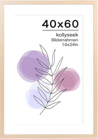 Kollyseek Képkeret 40x60 cm Világos Tölgy Színű Fa Keret Paszpartúval Akril Üveggel Fali Asztali Fotókeret 1