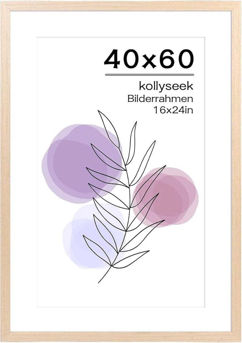 Kollyseek Képkeret 40x60 cm Világos Tölgy Színű Fa Keret Paszpartúval Akril Üveggel Fali Asztali Fotókeret