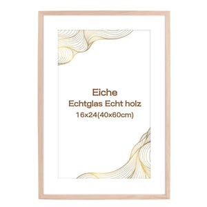 Kollyseek okvir za slike, hrastovina, pravo staklo, paspartu - hrast - 40x60 cm