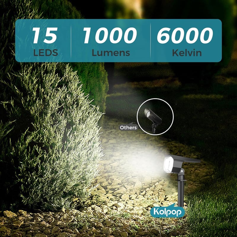 kolpop Napelemes Kültéri Lámpa Szett, 10 db, 800 lm, IP67 Vízálló, 3 Fényerő Mód, Hideg Fehér, Kerti Spotlámpa Falra Szerelhető