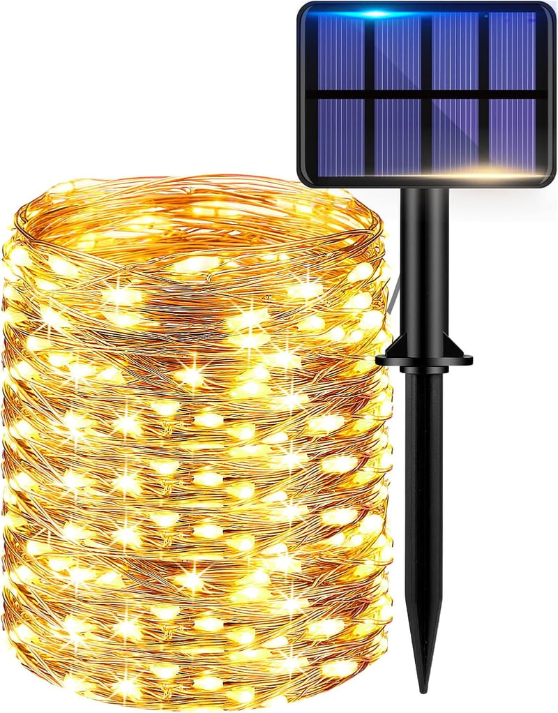 kolpop Napelemes Tündérfények 22m 220 LED Kültéri Dekoráció 8 Móddal