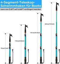KOMCLUB Teleszkópos Csáklya 2m - Könnyű Alumínium Hajóhorog Csúszásmentes Guminyéllel, Világító Gyöngyökkel - Kikötéshez, Horgászathoz 3