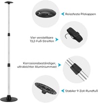 KOMCLUB Teleszkópos Hajóvászon Tartórúd Állítható 4 Részes Alumínium Ezüst 4