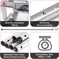 KOMCLUB Teleszkópos Sátorrúd Készlet - 240 cm Rozsdamentes Acél, Állítható Kempingrudak Sátorhoz, Napellenzőhöz, 2 db Tárolótáskával 3