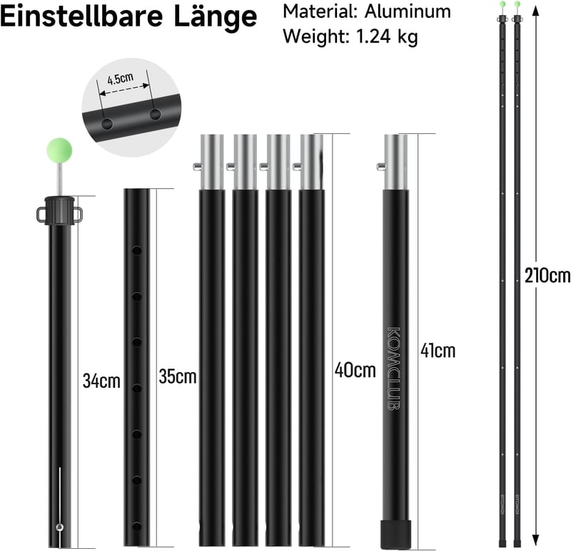 KOMCLUB Teleszkópos Sátorrúd Szett 2db - Alumínium Támasztórúd 74-210cm, 6 Szegmenses, Fekete - Sátor, Ponyva, Napvitorla Tartó

AI: I've cr