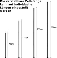 KOMCLUB Teleszkópos Sátorrúd Szett - Alumínium Ponyvához, Könnyű, Állítható, 190 cm, Sárga, 2 db - Kempingezéshez, Túrázáshoz 2