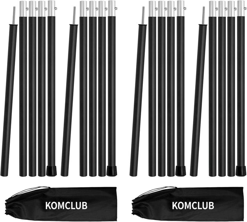 KOMCLUB Teleszkópos Sátorrúd Szett - Alumínium Ponyvához, Könnyű, Állítható, 190 cm, Sárga, 2 db - Kempingezéshez, Túrázáshoz