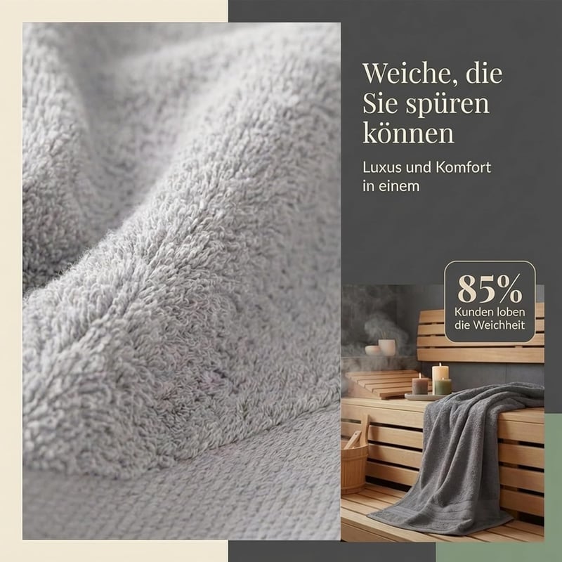 Komfortec 2 db szauna fürdőlepedő 80x200 cm 100% pamut antracit/ezüst