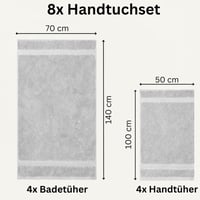 Sada 8 uterákov Komfortec, 4 osušky (70x140 cm) a 4 uteráky na ruky (50x100 cm), 100% bavlnené froté, biela 3