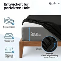 Napínacia plachta Komfortec Jersey 160x200 cm, 100% bavlna, čierna, 135 g/m², priedušná, s certifikátom Oeko-Tex, na boxspringové matrace a vrchné matrace (toppery) 2