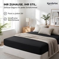 Napínacia plachta Komfortec Jersey 160x200 cm, 100% bavlna, čierna, 135 g/m², priedušná, s certifikátom Oeko-Tex, na boxspringové matrace a vrchné matrace (toppery) 6