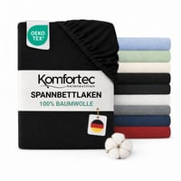 Napínacia plachta Komfortec Jersey 160x200 cm, 100% bavlna, čierna, 135 g/m², priedušná, s certifikátom Oeko-Tex, na boxspringové matrace a vrchné matrace (toppery) 1