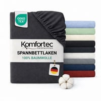 Komfortec Jersey plahta s gumicom 180x200 cm, 100% pamuk, 135 g/m², mekana, prozračna, Oeko-Tex certificirana, za boxspring i nadmadrace, antracit 1