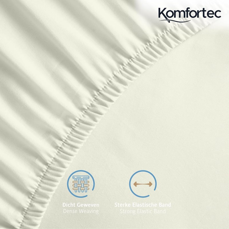 Komfortec Pamut Gumis Lepedő 200x200 cm 30 cm Zsebmélység Krém