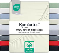 Komfortec Pamut Gumis Lepedő 200x200 cm 30 cm Zsebmélység Krém 1