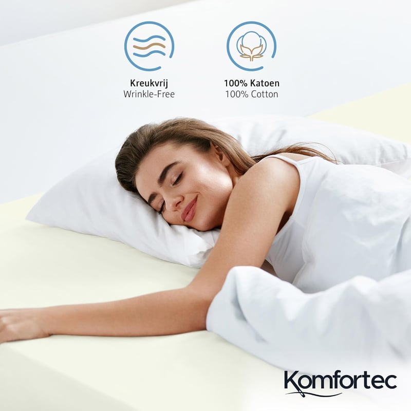 Komfortec Pamut Gumis Lepedő 200x200 cm 30 cm Zsebmélység Krém