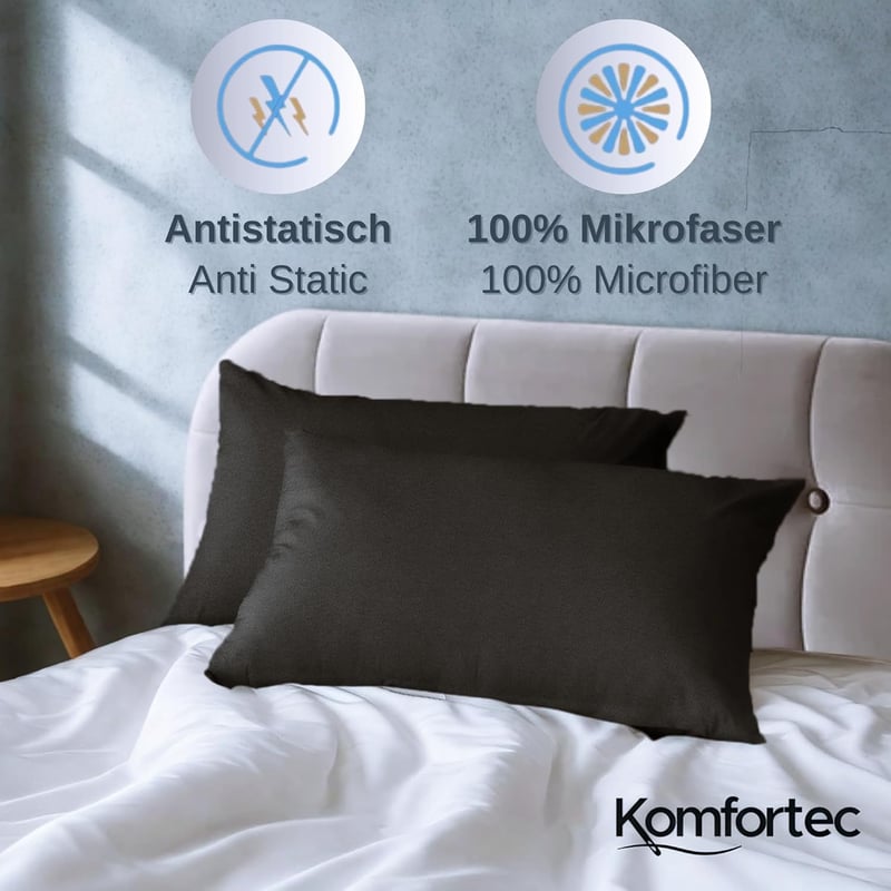 Komfortec Premium Ágynemű Szett 155x220 cm Antracit Mikrofiber Párnahuzattal - 155x220 + 1x 40x80, Charcoal