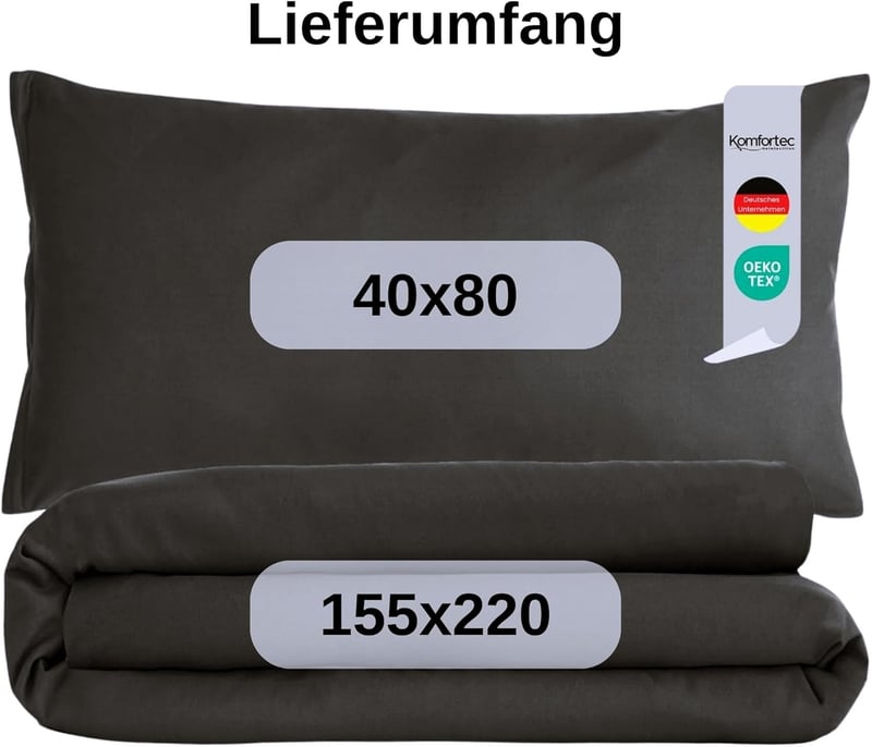 Komfortec Premium Ágynemű Szett 155x220 cm Antracit Mikrofiber Párnahuzattal - 155x220 + 1x 40x80, Charcoal