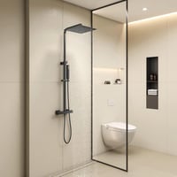 KOMIRO termosztátos zuhanyszett 250x250 mm fejzuhannyal és kézi zuhannyal - fekete 1