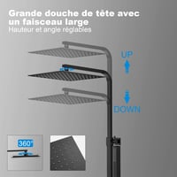 KOMIRO termosztátos zuhanyszett 250x250 mm fejzuhannyal és kézi zuhannyal - fekete 3