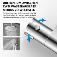 KOMIRO Termosztátos Zuhanysystem 23x23cm Esőzuhany 5 Funkció Kézizuhany Rozsdamentes Acél 4