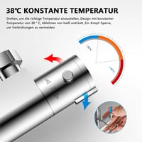 KOMIRO Termosztátos Zuhanysystem 23x23cm Esőzuhany 5 Funkció Kézizuhany Rozsdamentes Acél 3
