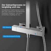 KOMIRO Termosztátos Zuhanyszett 30x30 cm Esőztető Fejjel - Réz Szeleppel, Fali Zuhanypanel Rendszer Fürdőszobába, Ezüst 8