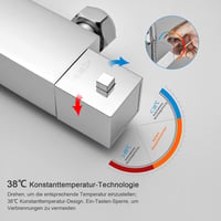 KOMIRO Termosztátos Zuhanyszett 30x30 cm Esőztető Fejjel - Réz Szeleppel, Fali Zuhanypanel Rendszer Fürdőszobába, Ezüst 7