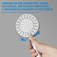 KOMIRO Zuhanyszett Szerelvények Nélkül - Króm Esőztető Zuhanyfej, 5 Vízsugár Típusú Kézi Zuhany, Kerek Kialakítás, Fali Rögzítésű Zuhanyrend 6