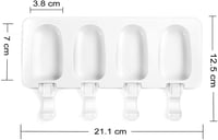 KOMUNJ 2 db szilikon jégkrémforma 4 rekesszel fehér, 50 fa jégkrémpálcikával, DIY jégnyalókhoz, 21,5 x 12,5 x 2 cm 2