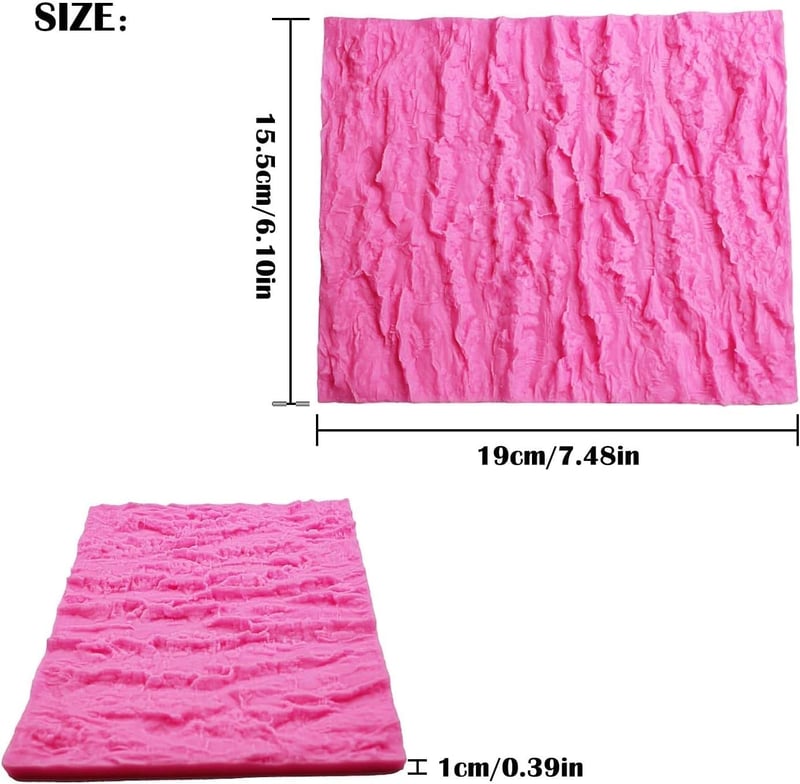 KOMUNJ Fakéreg Mintázó Szilikon Forma Rózsaszín - Fondant Díszítő Sablon Torta Dekorációhoz DIY Sütemény Készítéshez