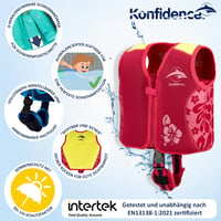 Vestă de înot Konfidence cu centură de siguranță detașabilă pentru copii - flotabilitate reglabilă, conformitate CE, mărimea S (15-19 kg), Oahu Pink 3
