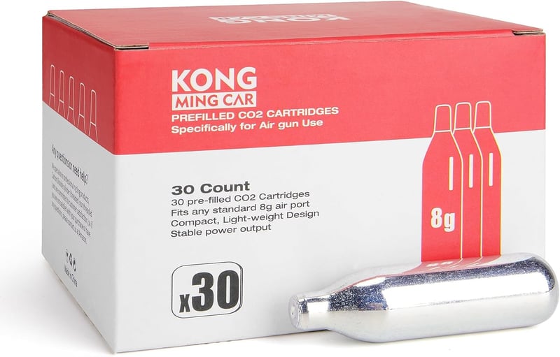 KONG MING CAR CO2 kapszula 8 g magas tisztaságú acél palack olajmentes szivárgásgátló töltet 30 db