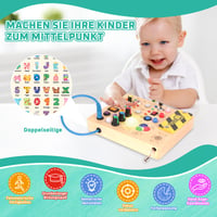 Jucărie Montessori Konijiwa tip Busy Board din lemn pentru copii de 1, 2, 3 ani - 12 întrerupătoare și 24 de lumini LED - Tablă de activități senzoriale pentru dezvoltare, pentru băieți 5