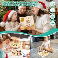 Jucărie Montessori Konijiwa tip Busy Board din lemn pentru copii de 1, 2, 3 ani - 12 întrerupătoare și 24 de lumini LED - Tablă de activități senzoriale pentru dezvoltare, pentru băieți 6