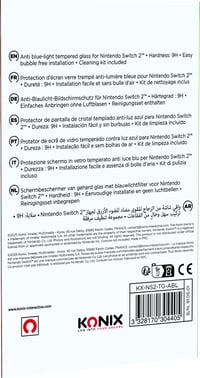 Protecție ecran din sticlă securizată Konix pentru consolă Nintendo Switch 2 - Filtru de lumină albastră - Fără bule - Duritate 9H - 100% transparent 6