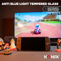 Protecție ecran din sticlă securizată Konix pentru consolă Nintendo Switch 2 - Filtru de lumină albastră - Fără bule - Duritate 9H - 100% transparent 2
