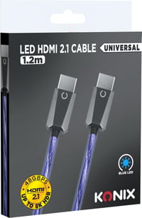 HDMI 2.1 kábel Konix pre PC, PS5, Switch 2 a Xbox Series X|S - kompatibilný so 4K a 8K - 48 Gbps - 1,2 m - modrá LED 4