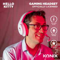 Káblový herný headset Konix Hello Kitty pre PC, PS5, Switch 2 a konzoly Xbox – Mikrofón, 1,5 m kábel, 3,5 mm jack konektor – biely a ružový 4