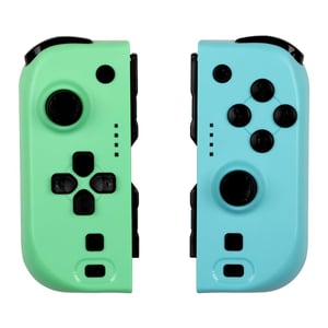 Set de controllere Konix Joypad pentru console Nintendo Switch și Switch OLED - Compatibil cu Nintendo Switch 2 - Baterie de 8 ore - Funcție de vibrație - Verde și Albastru