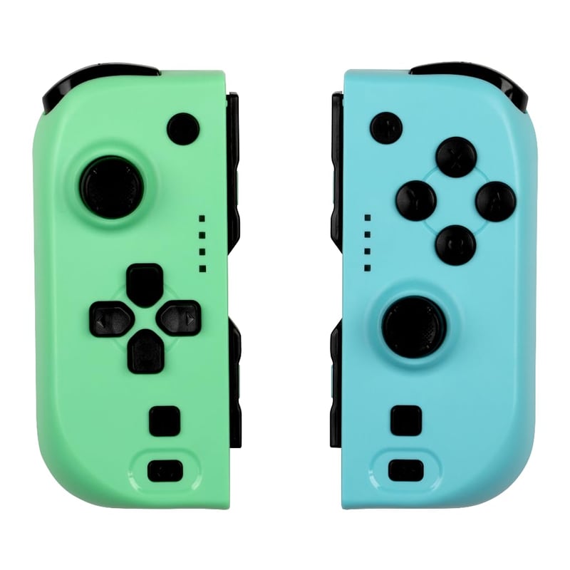 Set de controllere Konix Joypad pentru console Nintendo Switch și Switch OLED - Compatibil cu Nintendo Switch 2 - Baterie de 8 ore - Funcție de vibrație - Verde și Albastru