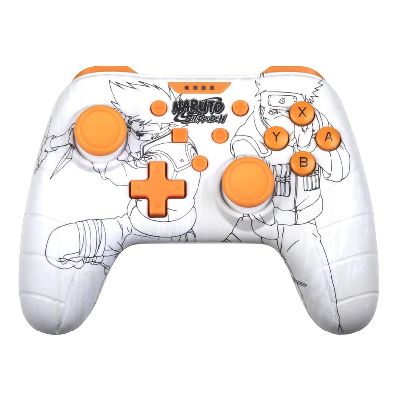 Controler cu fir Konix Naruto Shippuden pentru Nintendo Switch, Switch 2 și PC - Vibrații - Cablu 3 m - Motiv Kakashi - Alb