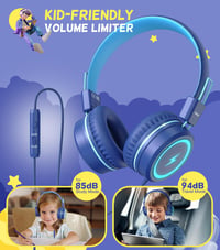 KONNAO Gyerek Fejhallgató USB-C LED Fénnyel, Összecsukható Vezetékes Headset Mikrofon 85dB Hallásvédelem 3