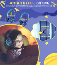 KONNAO Gyerek Fejhallgató USB-C LED Fénnyel, Összecsukható Vezetékes Headset Mikrofon 85dB Hallásvédelem 4
