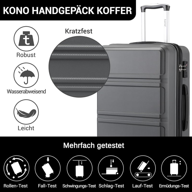 KONO Utazó Bőrönd Gurulós Kofferin Könnyű és Tartós 48 x 30 x 74 cm; 4 kg