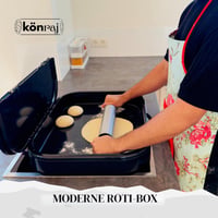 KÖNRAJ Roti-Box kuhinjska kutija za pripremu tijesta za chapati, parathu, puri i pizzu, neklizajuća, antimikrobna, hermetički zatvorena, crna 6