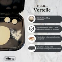 KÖNRAJ Roti-Box kuhinjska kutija za pripremu tijesta za chapati, parathu, puri i pizzu, neklizajuća, antimikrobna, hermetički zatvorena, crna 2